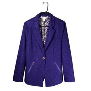 Chico's Women's Blazer Purple Crinkle One Button Lined Work Suit Jacket 0 US S/4